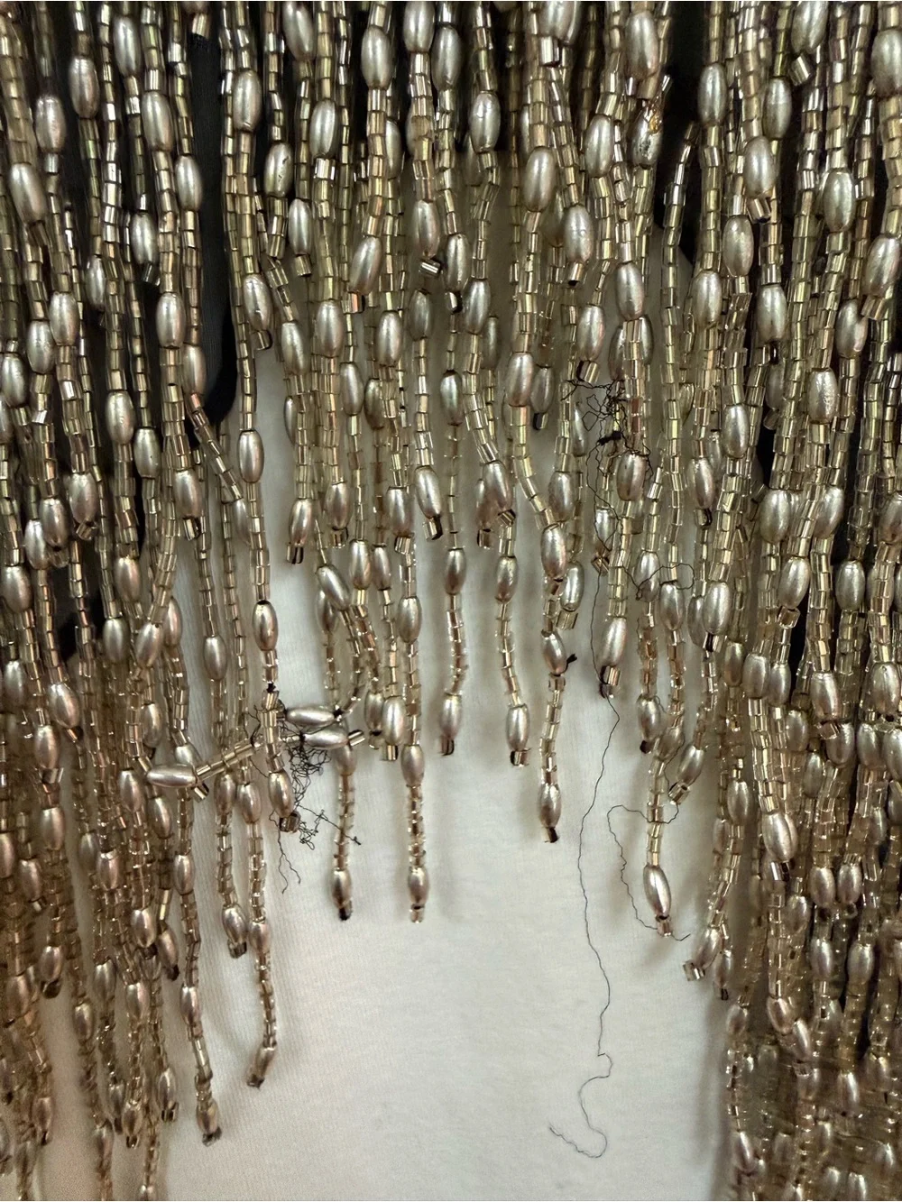 Vintage David Howard Silk Silver Beaded Fringe Art Deco Capelet